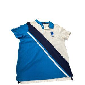 US Polo Mens white blue Polo Golf Shirt Size XL SKU 9303